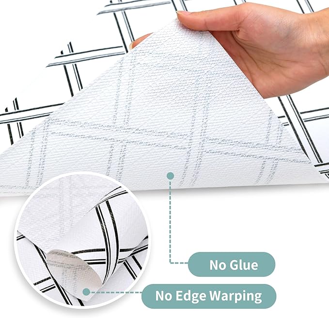 Drawer and Shelf Liner for Kitchen Cabinet: 17 in X 20 Ft Non Slip Waterproof Shelf Paper Non Adhesive Refrigerator Liners Black and White Squares Easy Liners for Bathroom