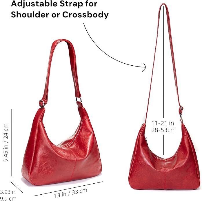 celestina Hobo Bags for Women, Ultra Soft Foldable Vegan Leather Shoulder Handbag, Stylish Slouchy Tote Purses