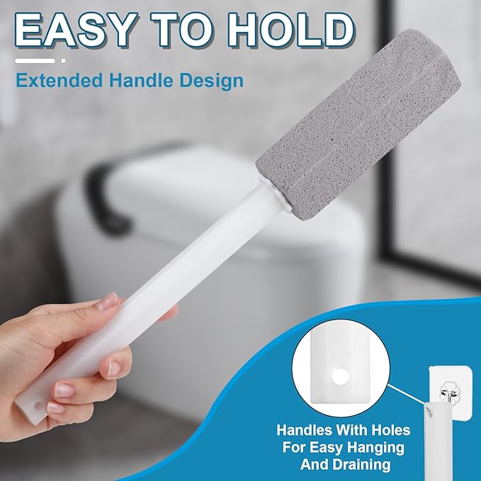 3 Packs Pumice Cleaning Stone with Extra Long Handle, Pumice Stone for Toilet Bowl Clean for Cleaning Toilets, Bathtubs, Grills, Swimming Pools, Sinks