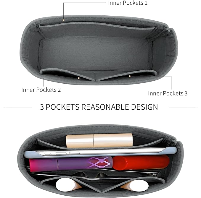 Felt Mini Organizer Insert for Longchamp mini XS Bag, Purse Organizer Insert For Handbag (LightGrey)