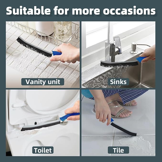 TQRR Toilet Brush, 2 Pcs Bathroom Cleaning Brush, Toilet Scrubber, Deep Toilet Bowl Brush with Hanging Hole, Multifunctional Gap Cleaning Brush, Bristles for Kitchen Sinks, Tub,Shower (6, Navy Blue)