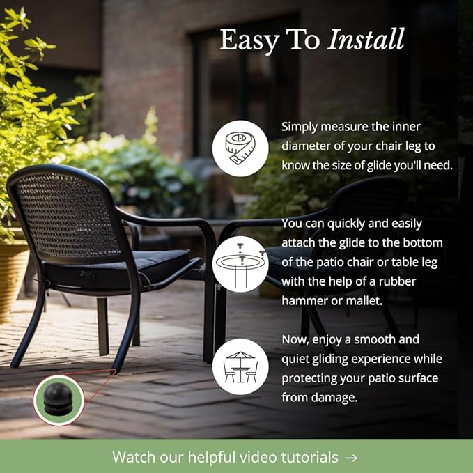 7/8" Round Chair Leg Feet Glides, Protect Your Indoor and Outdoor Furniture, Furniture Sliders, Floor Protectors, Pack of 25, Black