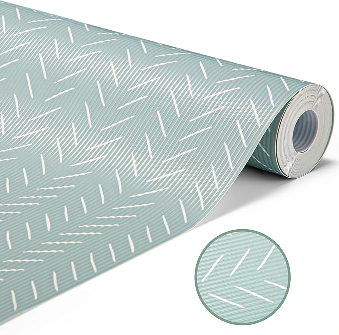 Glotoch Premium Non-Slip Shelf Liner, Non-Adhesive Drawer Liner, Waterproof Shelf Liners for Kitchen Cabinets, Drawers, Fridge, Wire Shelving, Pantry - 17.5" x 360", Heavy Duty, Green Herringbone