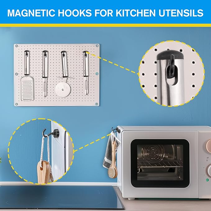 60 Pack Magnetic Hooks for 2026 Cruise Cabins Beach Vacation 30lbs+ Heavy Duty Magnet with Hook Metal Magnetic Hooks for Kitchen Fridge Grills Hanging Magnet Hooks for Classroom Locker Whiteboard