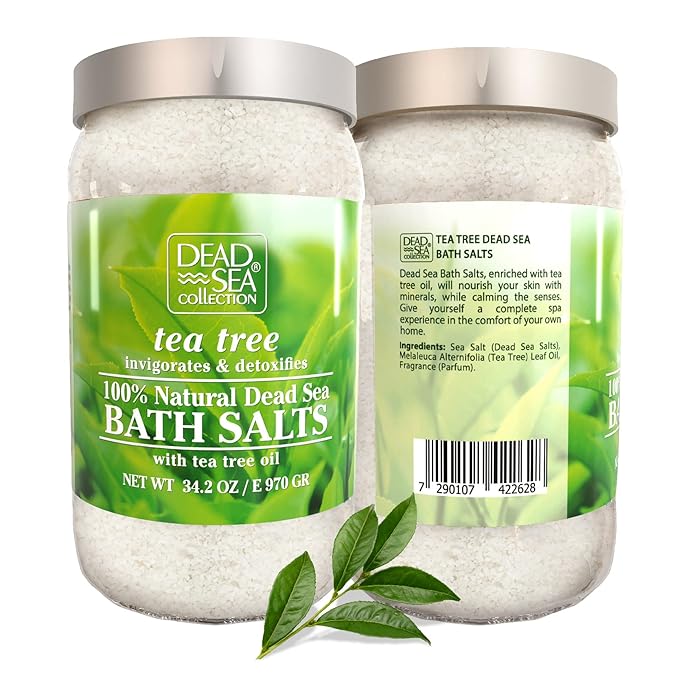 Dead Sea Collection Bath Salts with Tea Tree – Pure Dead Sea Salt and Tea Tree Oil - Nourishing Soothing and Relaxing Skin and Muscle – 34.2 Oz