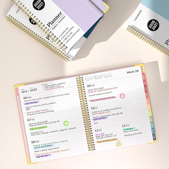 Forvencer Academic Planner 2026-2027, July 2026-June 2027 Weekly & Monthly Hardcover Calendar Planner, 8.5" X 11", Daily Agenda Book, School Office Notebook College Teacher Student Organizer A4, Black