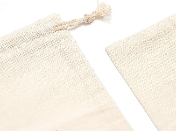 Tendwarm 50 Pieces 5x7 Inches Cotton Drawstring Bags Reusable Muslin Sachet Bag for Party Wedding Storage Home Supplies