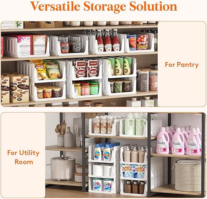 Lifewit Stackable Closet Organizers and Storage Basket for Clothes, Plastic Sweater Storage Bins for Wardrobe, Multifunctional Pants Organizer for RV, Pantry, Bathroom, Kitchen, Dorm, 24L, 4 Pack