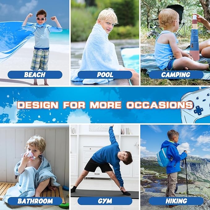 WERNNSAI Game Kids Beach Towel for Boys - 30” x 60” Quick Dry Sand-Free Swim Towels for Boys Super Soft Absorbent Towel, Pool Camping Travel Bath Towel for Outdoor Sports Picnic