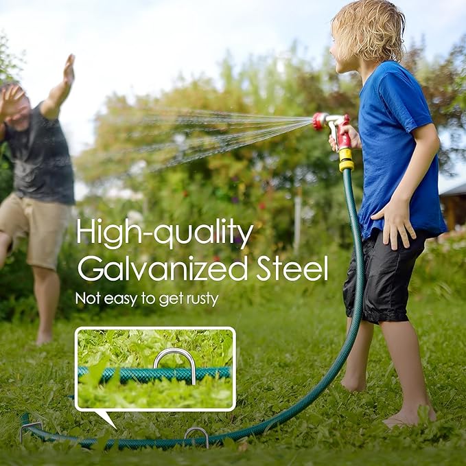 8 Inch Landscape Staples, 25 Pack Galvanized Landscape Stakes Heavy Duty 8 Gauge U-Shaped Garden Stakes, Ground Stakes for Weed Barrier Fabric, Irrigation Tubing, Fence, Outdoor Decorations