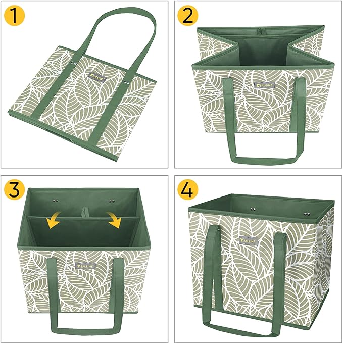 BALEINE 1-Pack Reusable Grocery Bags, Foldable Shopping Bags for Groceries with Reinforced Bottom & Handles (Antique Foliage)