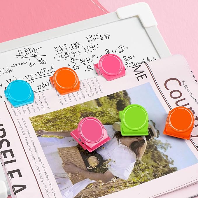 Grtard 24 Pack Magnetic Clip 1.8Inch, Colorful Refrigerator Clip Magnets, Clip with Magnet, Heavy Duty Refrigerator Magnets, Magnet Clips for Whiteboard, Fridge, Note List, Photo Displays, Locker