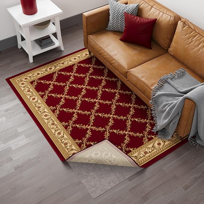 Ottomanson 3' x 11' Non-Slip Rug Pad Gripper 1/4 Inch Thick Dual Surface Felt + Rubber Gripper - Safe for All Floors, Brown