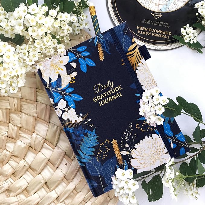 Gratitude Journal with 4 Inspirational Stickers: Undated Daily Gratitude Journal for Women and Men - More Happiness, Affirmation, and Mindfulness in A Few Minutes with Prompts & Quotes Floral