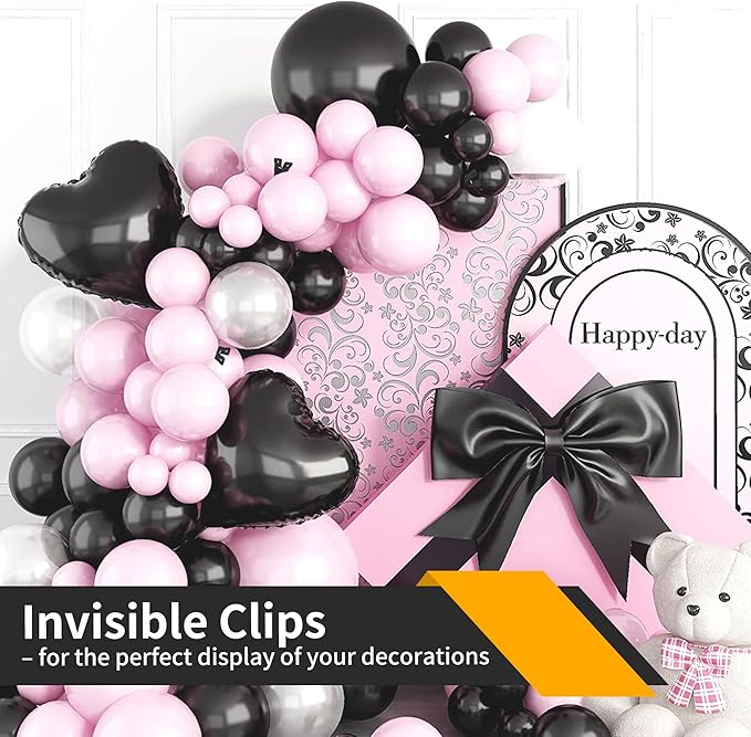 PUGPIU 30 Pack Plastic Black Balloon Arch Clips for Backdrop | 3.5 Inch Heavy-Duty Spring Clamps for Birthday Decor | Crafts | Photo Studios