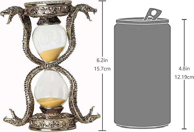 Mythological Fantasy Snake Hourglass Sand Timer 15 Minutes, Gothic Decorative Statue - Unique Vintage Classic Hourglass, Tabletop Home Decor Gift, 6 inches, 15 Minutes (Snake)