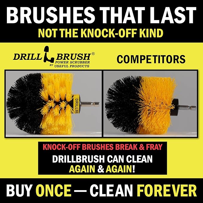 Drillbrush Boat Detailing Kit for Cordless Drill - Power Swimming Pool Tile Cleaner Brush Set - Crevice Cleaning Brush for Electric Drill - Small Power Scrubber for Grout - Spin Scrubber Attachment