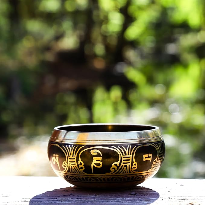 Tibetan Singing Bowl Set: 4.5 Inch Sound Healing Bowl Gift Set, Made in Nepal: For Meditation, Mindfulness, Reiki, Yoga, Chakra Balancing, Spiritual and Zen Decor, and Improved Focus and Relaxation