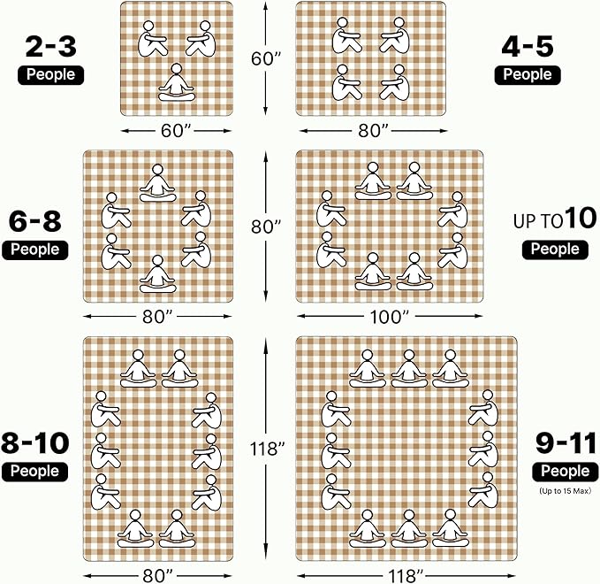 TigeJoy Extra Large Picnic Blanket Waterproof Foldable 80''x118'', Outdoor Picnic Mat Beach Blanket Sandproof for Park, Grass, Travel, Hiking, Camping Essentials, Gingham Picnic Blanket