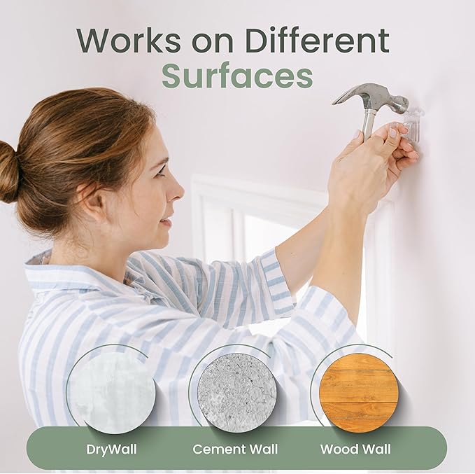 No Adhesive Heavy Duty Curtain Rod Holders with Wide Hook, 5X Stronger Than Adhesive Curtain Rod Hooks,Tension Curtain Rod Bracket for Wall with Pin Guide, Curtain Wall Mount (4 Pack, for 0.75" Rods)