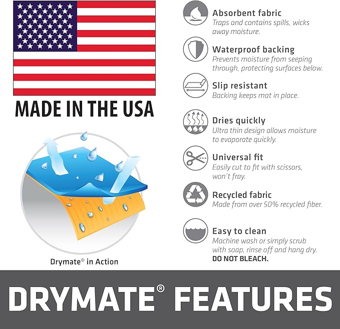 Drymate Premium XL Under Sink Mat, Waterproof Cabinet Protection Mats for Kitchen & Bathroom, Absorbent Shelf Liners, Slip-Resistant, Non-Adhesive, Machine Washable (USA Made)(24”x59”)(Indigo Grey)