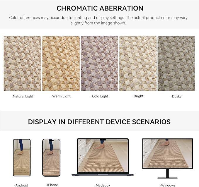YDKGL Long Kitchen Runner Rugs Kitchen Mat Non Slip Washable, Super Absorbent Soft Chenille Braided Kitchen Mats for Floor, Rubber Backing Kitchen Floor Sink Standing Mat, Easy Clean, Brown 17"x71"