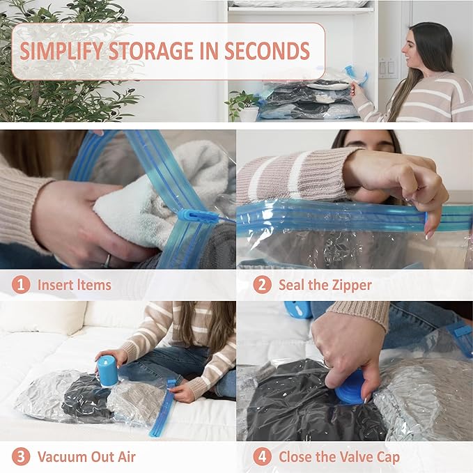 16 Pack Travel Vacuum Storage Bags with Rechargeable Wireless Electric Pump for Luggage, Suitcase, Carry-on Size Vacuum Seal Compression Space Saver Bags for Clothes and Clothing Travel