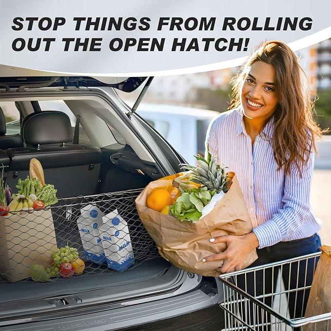 Karltys Envelope Style Cargo Net for Hyundai Tucson 2026 2025 2024 2023 2022 Accessories, Adjustable Elastic Rear Trunk Cargo Net, Heavy Duty Nylon Mesh Storage Netting Organizer