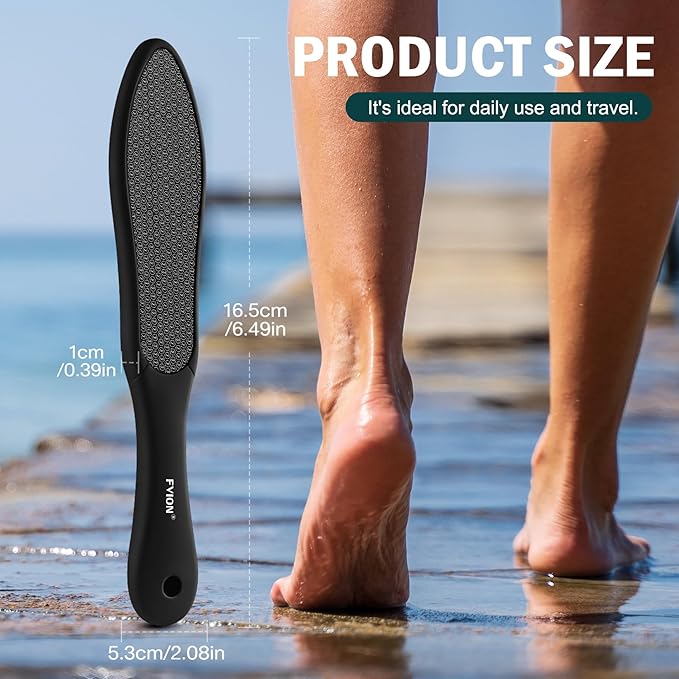 FVION Double-Sided Nano Glass Foot File for Callus Remover - Highly Effective Hard and Dead Skin Remover for Cracked Heels and Dry Skin (Black)