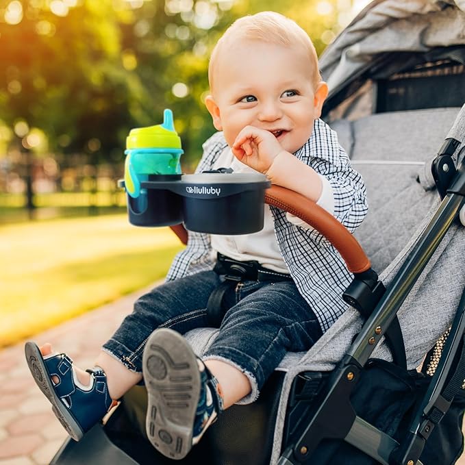 liuliuby Universal Stroller Snack Tray Attachment | Stroller Cup Holder Attachment Universal Snack Tray for Stroller Tray Attachment | Clip On Baby Stroller Accessories for Joggers, Umbrella & Wagons