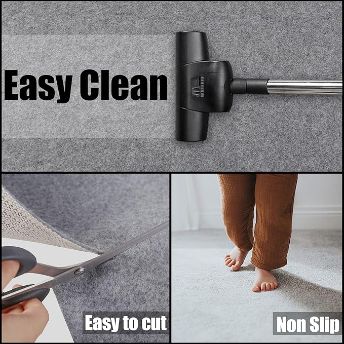 Non Slip Rug Pad Grippers - 5x7 Ft, 1/4" Thick, Felt + Rubber Double Layers Area Carpet Mat Tap, Provides Protection and Cushioning for Hardwood or Tile Floors