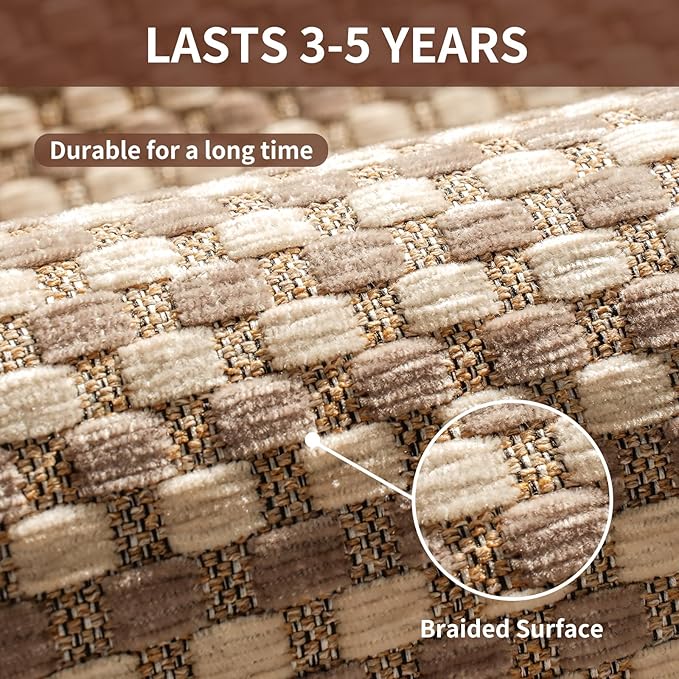 YDKGL Large Kitchen Runner Rugs Long Kitchen Mat Non Slip Washable, Super Absorbent Soft Chenille Braided Kitchen Mats for Floor, Rubber Backing Kitchen Sink Standing Mat, Easy Clean, Brown 36"x71"