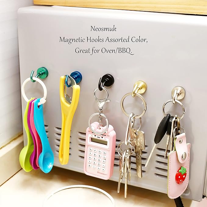 Neosmuk Magnetic Hooks, Cruise Ship Essentials, 32lb+ Heavy Duty Magnetic Hooks for Cruise Cabins, Refrigerator, Grill, Hanging, and Travel | Extra Strong Must-Haves Magnet Hook,RoyalBlue