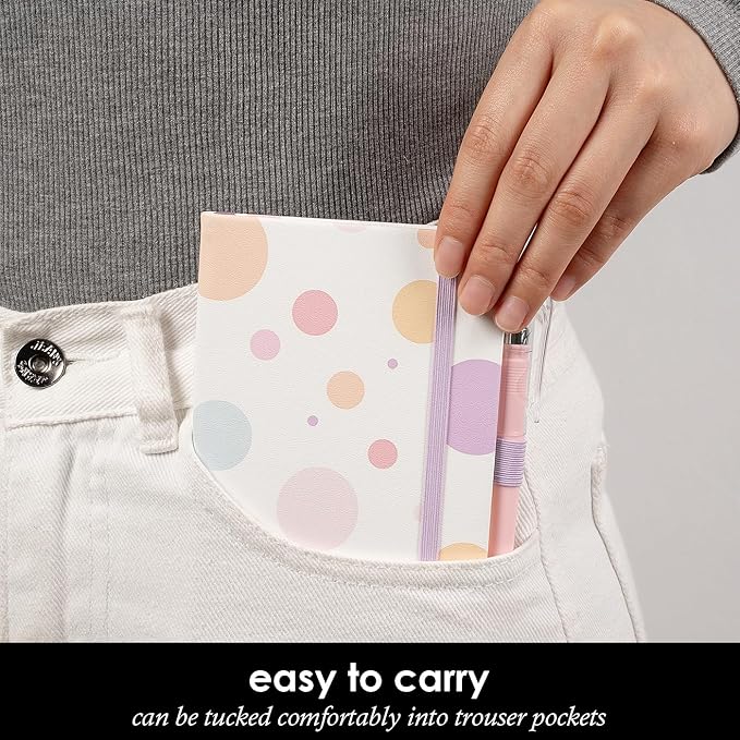Small Journal Pocket Notebook with Pen, 3 Pack Cute Mini Notebook for Girls/Kids/Women, (Color Bubbles) 3.7" x 5.7", 100GSM Lined Paper, Aesthetic Hardcover Leather Cover Note Pad