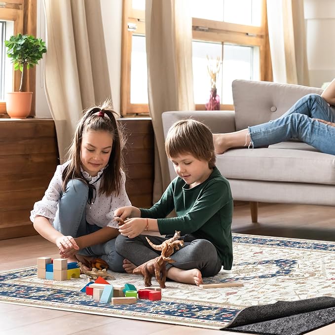 Non-Slip Rug Pads 1/4" Thick, 7x9Ft Waterproof Rugs Non Skid Rug Pad for All Floors and Finishes Durable Hardwood Floor Protective Felt Keeps Rugs in Place, Safe and Secure