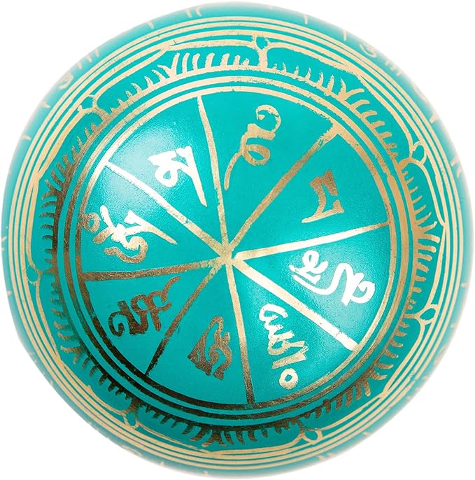 Tibetan Singing Bowl Set Brass - Master Healing Grade - Authentic Handcrafted Sound Bowl by Himalayan Bazaar (Turquoise)