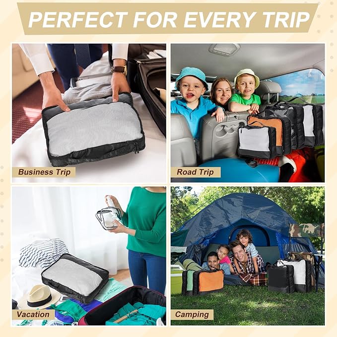 5 Pcs Packing Cubes for Suitcase Large Travel Cubes Carry on Luggage Organizer Bags for Clothes Accessories(S,Black)