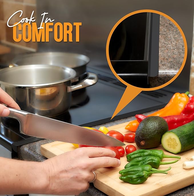 Linda’s Essentials Stove Gap Covers Stainless Steel (2 Pack), 316 Stainless Steel Stove Gap Covers Heat Resistant Oven Gap Filler Seals Spaces Between Stovetop and Counter (23.4 Inches, Black (Steel))