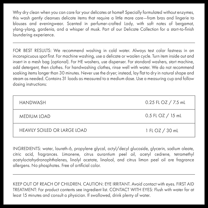 The Laundress Delicate Wash, Double Concentrated, Lady Scent, Detergent Delicate, Lingerie & Silk Detergent, Lingerie Wash, 16 Fl Oz (Pack of 2)