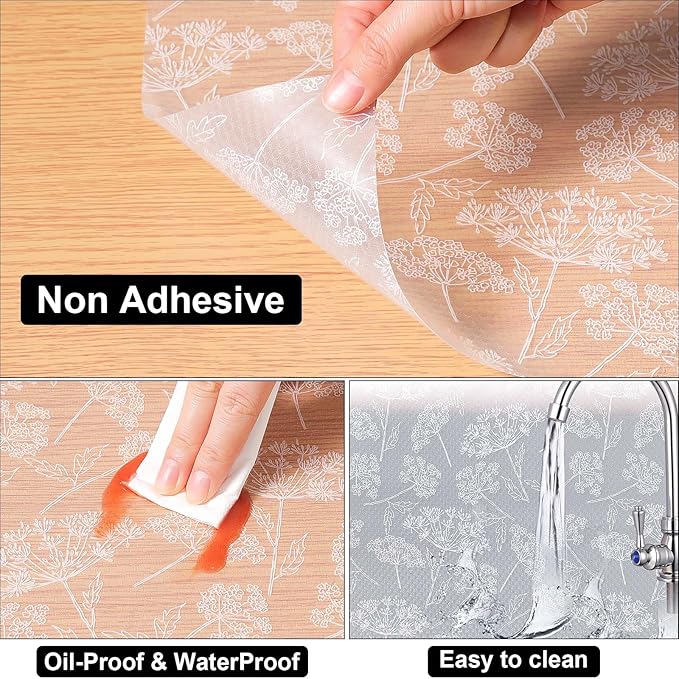 Cooyes Shelf Liners for Kitchen Cabinets, Refrigerator Liners Waterproof & Oil-Proof Kitchen Cupboard Liner Drawer Mats EVA Material Non Adhesive Fridge Liner for Shelves(11.8" W x 118" L)