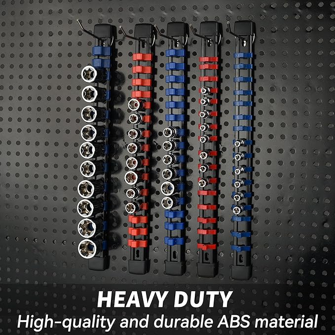18-Piece Socket Organizer Set - 1/4-Inch x 96 Clips, 3/8-Inch x 90 Clips, 1/2-Inch x 72 Clips, Heavy Duty ABS Socket Holder, Premium Quality Socket Clip Rail Holder for Tool Box Drawer