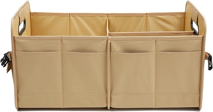 AOKJOY Car Trunk Organizer Car Storage Organizer Collapsible Multi Compartment Car Organizer Adjustable Straps Car Organizer for SUV (Ginger)