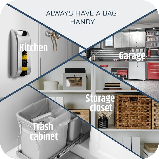 Manterio Plastic Bag Holder | UPGRADED Wall-Mount Grocery Bag Dispenser | Space-Saving Design | Easy Install | Smudge-Proof, Fingerprint-Resistant | White | Holds the Most Bags for Maximum Storage