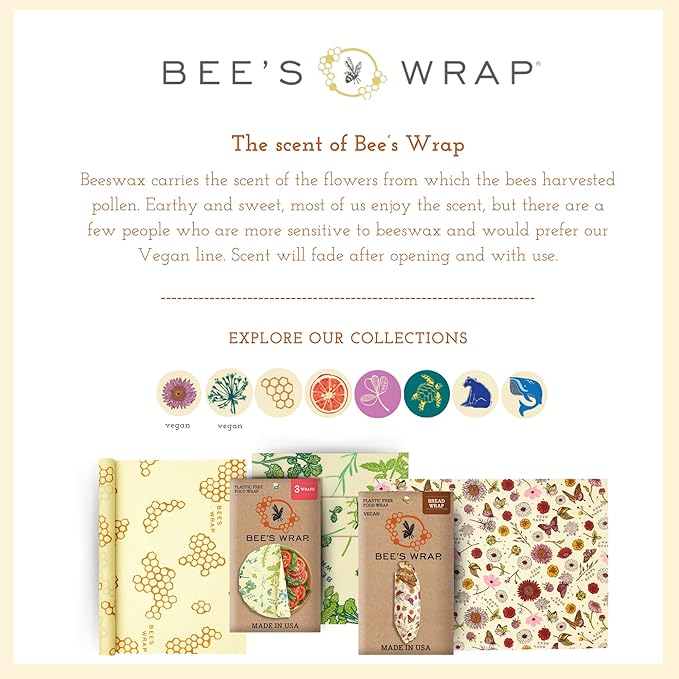Bee's Wrap Beeswax Wraps for Food - Made in USA Reusable & Organic Food Wraps, Sandwich Wrap & Bowl Covers - Eco-Friendly Alternative to Aluminum Foil, Winter Wonderland 3 Pack (S, M, L)