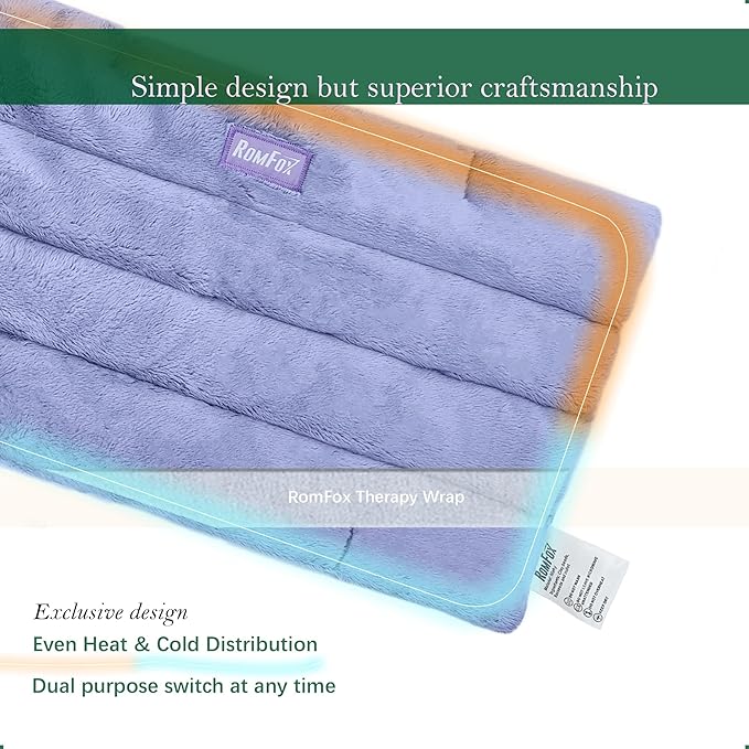 Romfox Microwavable Heating Pad for Pain Relief, Moist Heat for Cramps, Muscles, Joints, Back, Neck and Shoulders, Heat Compress Pillow, for Both Hot and Cold Therapy (Purple - Lavender Scented)