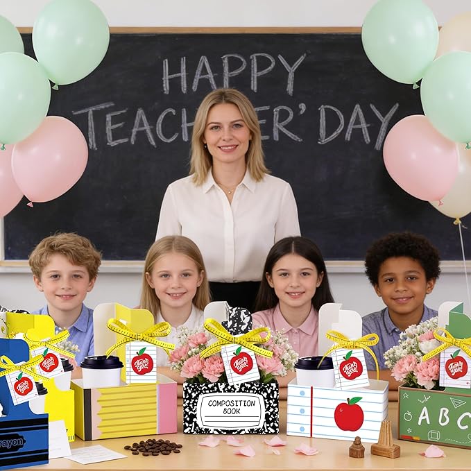 24 Pcs Teacher Appreciation Gifts in Bulk 2 Cup Drink Carrier with Tag Handle Teacher Gifts Cup Carriers Disposable Cardboard Back to School Gifts Cup Holders for Graduation Retirement Favors