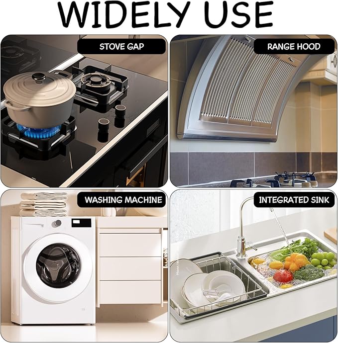 Stainless Steel Stove Gap Covers (2PCS), Stove Gap Filler, Stove Guard for Kitchen Oven Counter Side Gap, Range Trim Kit, Easy Clean and Heat Resistant, Adjustable Length 13.8" to 27.5"