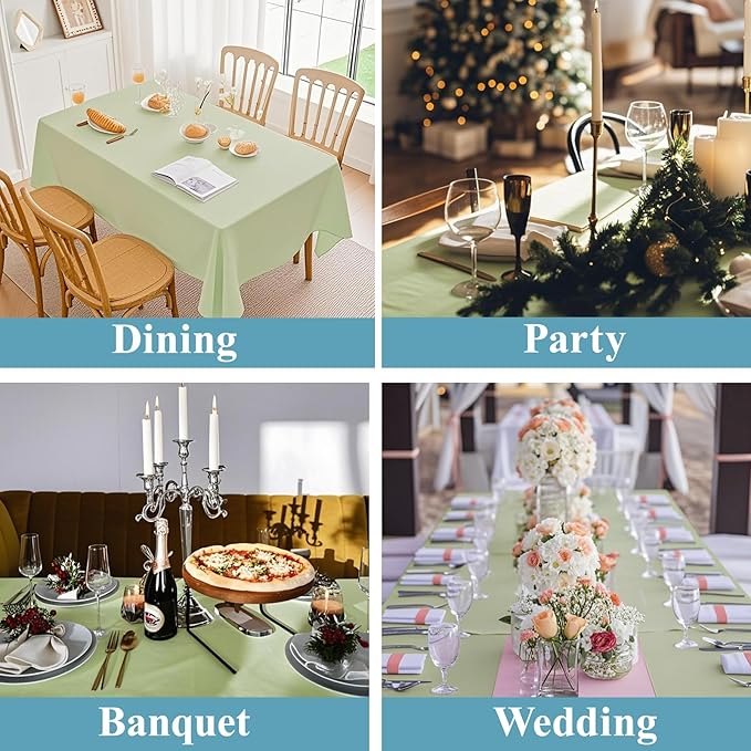 VidaFete 1 Pack Tablecloth 60 * 120inch Rectangle Table Cloth Polyester, Stain Wrinkle Resistant Polyester Dining Table Cover for Kitchen Dinning Party Wedding Tabletop Buffet Decoration(Sagegreen)