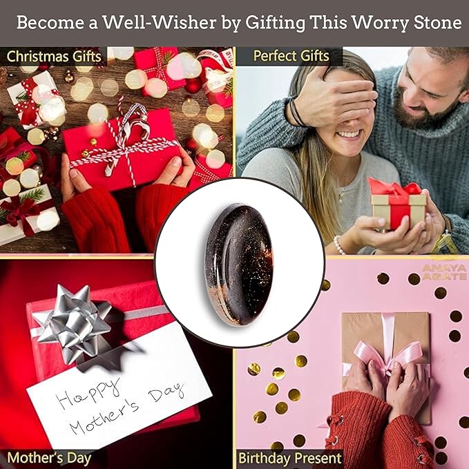 Garnet Worry Stones – Crystal Thumb Worry Stone for Anguish, Stress – Relaxing and Soothing Balance Stones for Meditation, Stress Relief – Healing Stones and Crystals for Men and Women