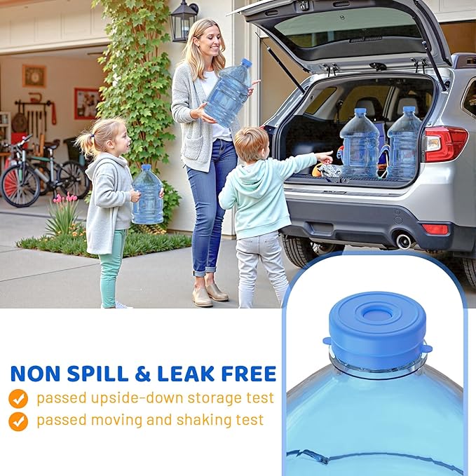 Myvision Reusable 3-5 Gallon Water Jug Caps, Secure Cap for Water Dispenser,No Spill Silicone Replacement Cap,Suitable for bottle mouths with diameters ranging from 1.89 to 2.16 inches (5)